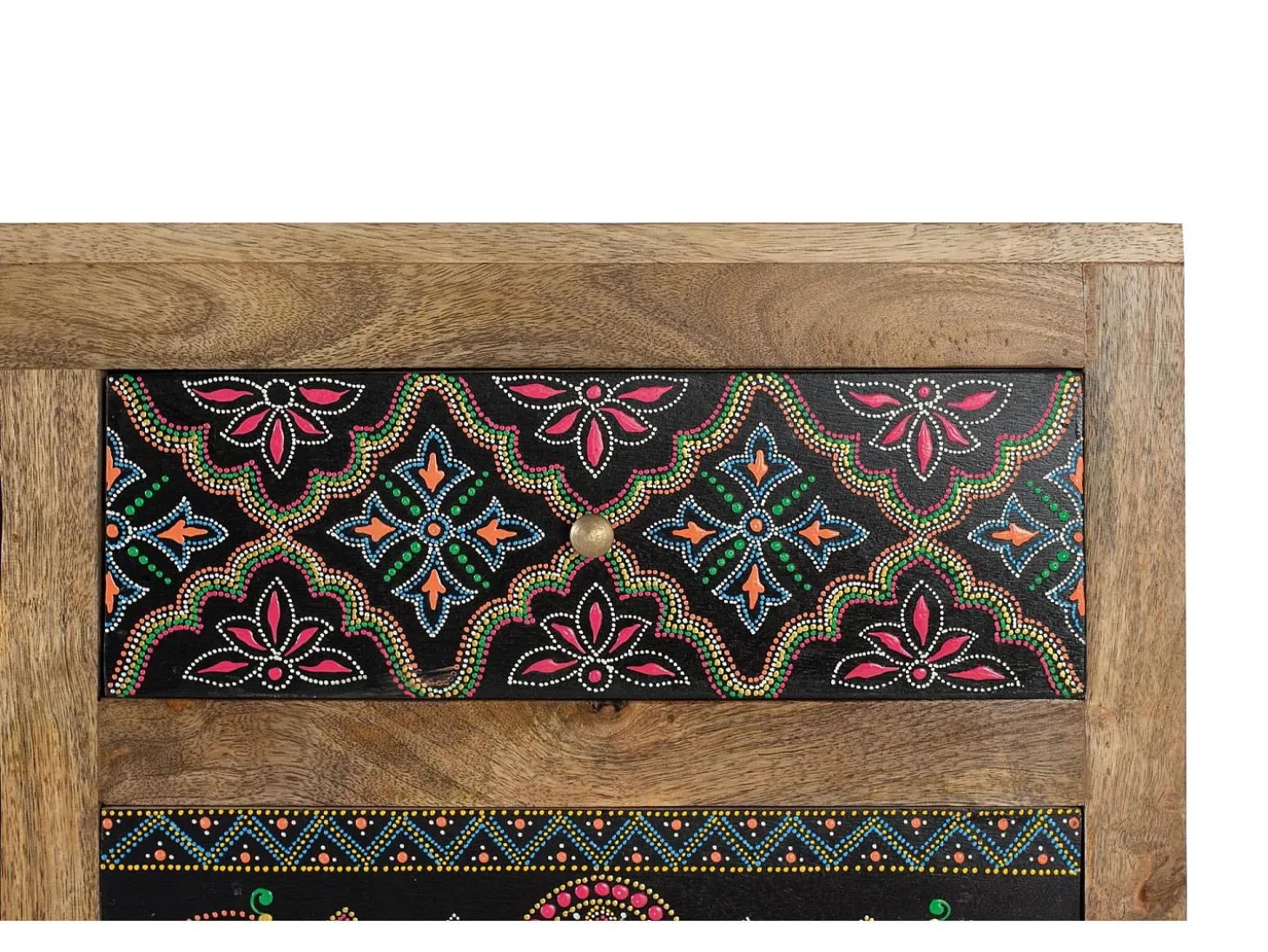 Consola em madeira de mangueira natural e multicolorida Multicolor.Giner y Colomer.79x35x88