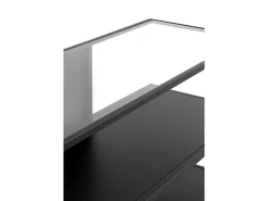 Consola em metal preto com tampo de vidro
