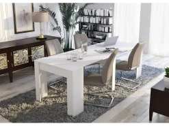 Consola extensível Alberique, Mesa com extensões, Consola multiusos, Mesa de jantar extensível até 10 lugares, 90/237x51h78 cm, Branco