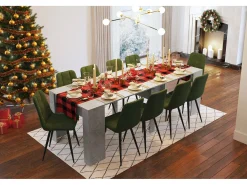 Consola extensível Alberique, Mesa com extensões, Consola multiusos, Mesa de jantar extensível até 10 lugares, 90/237x51h78 cm, Cimento