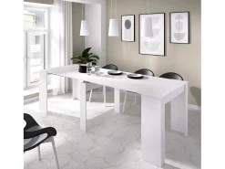 Consola extensível Cognolo, Mesa de jantar multiusos, Consola extensível multiposições com suporte de extensão incluído, 54/239x90h77 cm, Branco