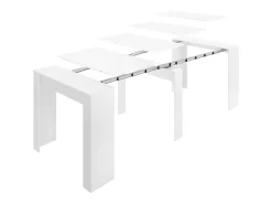 Consola extensível Cognolo, Mesa de jantar multiusos, Consola extensível multiposições com suporte de extensão incluído, 54/239x90h77 cm, Branco