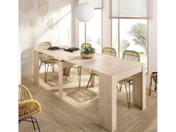Consola extensível Cognolo, Consola extensível multiposições, Mesa de jantar multiusos, 54/239x90h77 cm, Carvalho