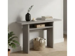 Consola extensível Dbaschirott, Mesa de jantar com abertura rebatível, Consola extensível multiusos, 100% Fabricado em Itália, 120x70h75 cm, Cimento