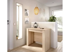 Consola extensível Dbiragh, Consola extensível multiposições, Mesa de jantar multiusos, 54/239x90h77 cm, Carvalho