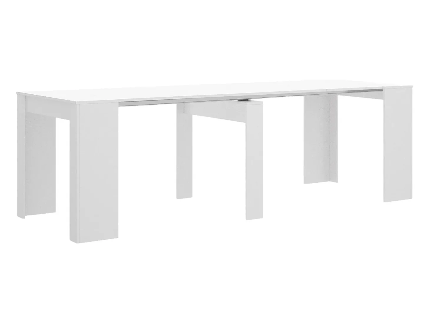 Consola extensível Dbiragh, Mesa de jantar multiusos, Consola extensível multiposições com suporte de extensão incluído, 54/239x90h77 cm, Branco