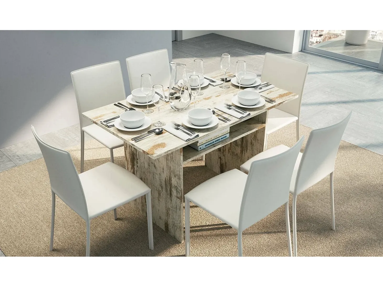 Consola extensível Dwales, Mesa de jantar com abertura para livro, Consola multiuso extensível, 100% Fabricado em Itália, 120x70h75 cm, Vintage