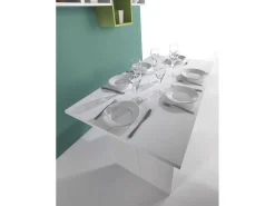 Consola extensível lavanda, Mesa de jantar com abertura rebatível, Consola multiusos extensível, 100% Fabricado em Itália, 120x70h75 cm, Branco