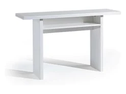 Consola extensível lavanda, Mesa de jantar com abertura rebatível, Consola multiusos extensível, 100% Fabricado em Itália, 120x70h75 cm, Branco
