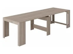 Consola extensível Martino, Consola extensível até 12 lugares, Mesa com suportes de extensão, 100% Fabricado em Itália, 51/300x90h77 cm, Olmo pérola