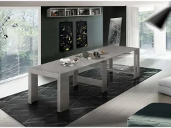 Consola extensível Martino, Consola extensível até 12 lugares, Mesa com suportes de extensão, 100% Fabricado em Itália, 51/300x90h77 cm, Mármore cinza