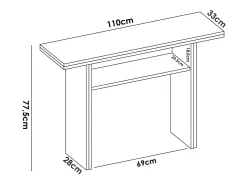 Consola extensível Rodella, Consola extensível auxiliar multiposições, Mesa de jantar dobrável com tampo rebatível, 110x33/66h75 cm, Branco