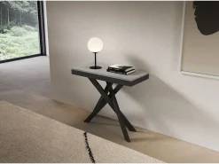 Consola extensível 90x40/300 cm Estrutura em betão antracite Saki Evolution