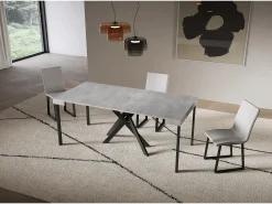 Consola extensível 90x40/196 cm Saki Pequenas pernas de betão antracite
