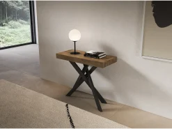 Consola extensível 90x40/196 cm Saki Premium Pernas pequenas em nogueira antracite