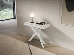 Consola extensível 90x40/300 cm Saki Evolution moldura branca cinza