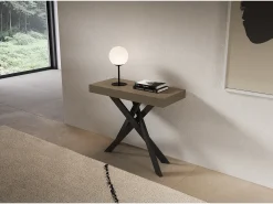 Consola extensível 90x40/196 cm Saki Premium Pequena pomba cinza antracite pernas
