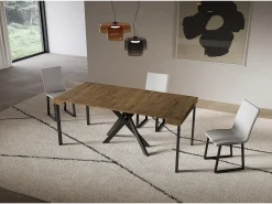 Consola extensível 90x40/196 cm Saki Pernas pequenas em nogueira antracite