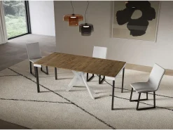 Consola extensível 90x40/196 cm Saki Small Evolution moldura branca nogueira