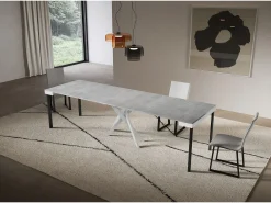 Consola extensível 90x40/300 cm Saki Evolution moldura em betão branco