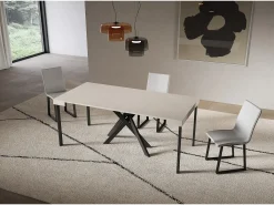 Consola extensível 90x40/196 cm Saki Pernas pequenas em caxemira antracite