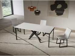 Consola extensível 90x40/196 cm Saki Small Evolution moldura branca cinza antracite