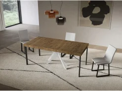 Consola extensível 90x40/300 cm Saki Premium pernas brancas nogueira