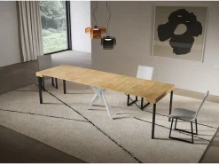 Consola extensível 90x40/300 cm Saki nature carvalho pernas brancas
