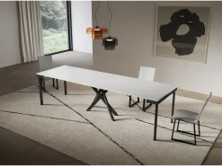 Consola extensível 90x40/300 cm Saki Evolution moldura branca cinza antracite