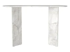 Consola oval de cor efeito mármore branco - TOPANIA