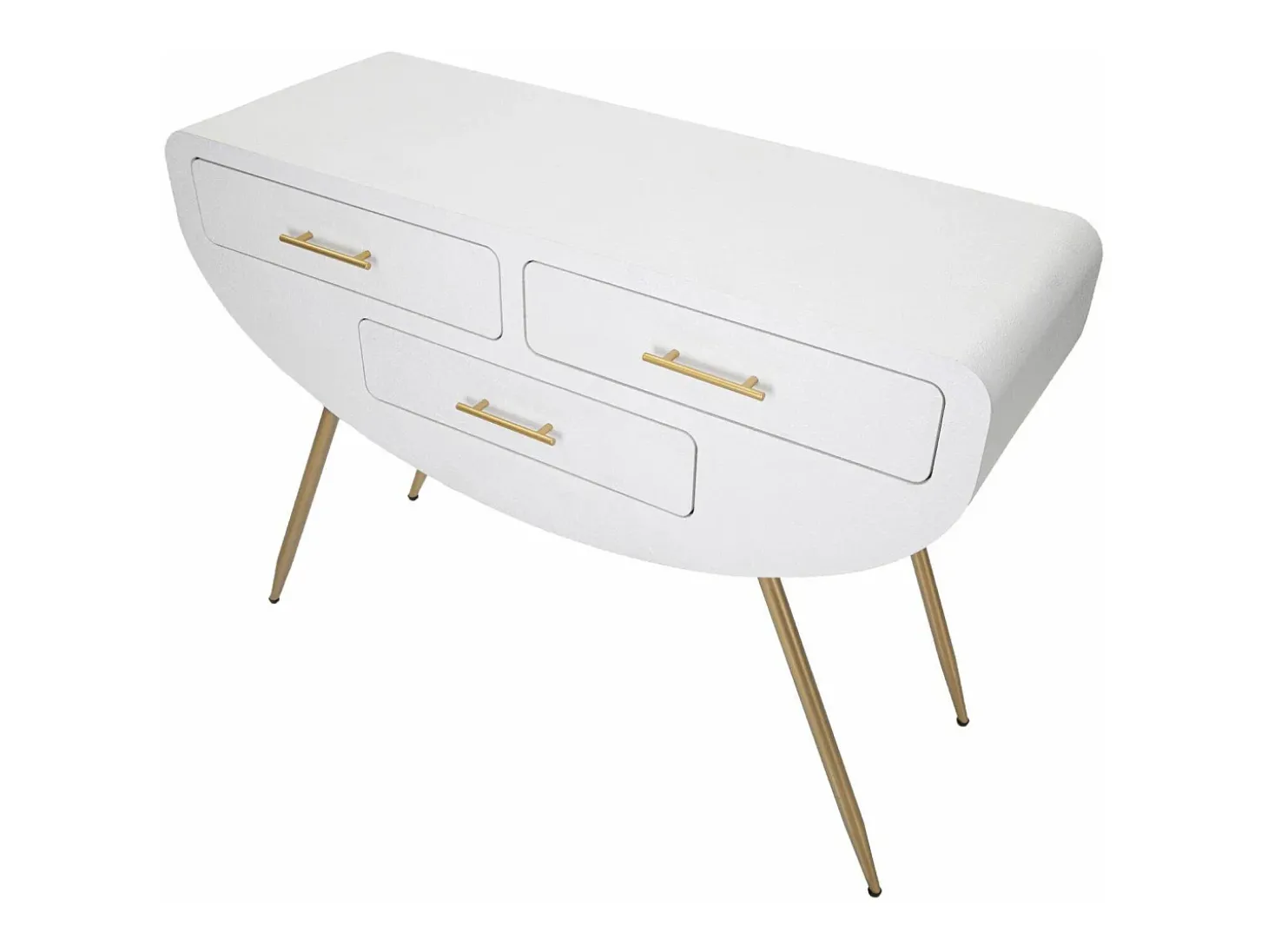 Consola Tomato, Mesa multiusos, Armário lateral, Secretária de corredor, 110x40 h80 cm, Branco e Dourado