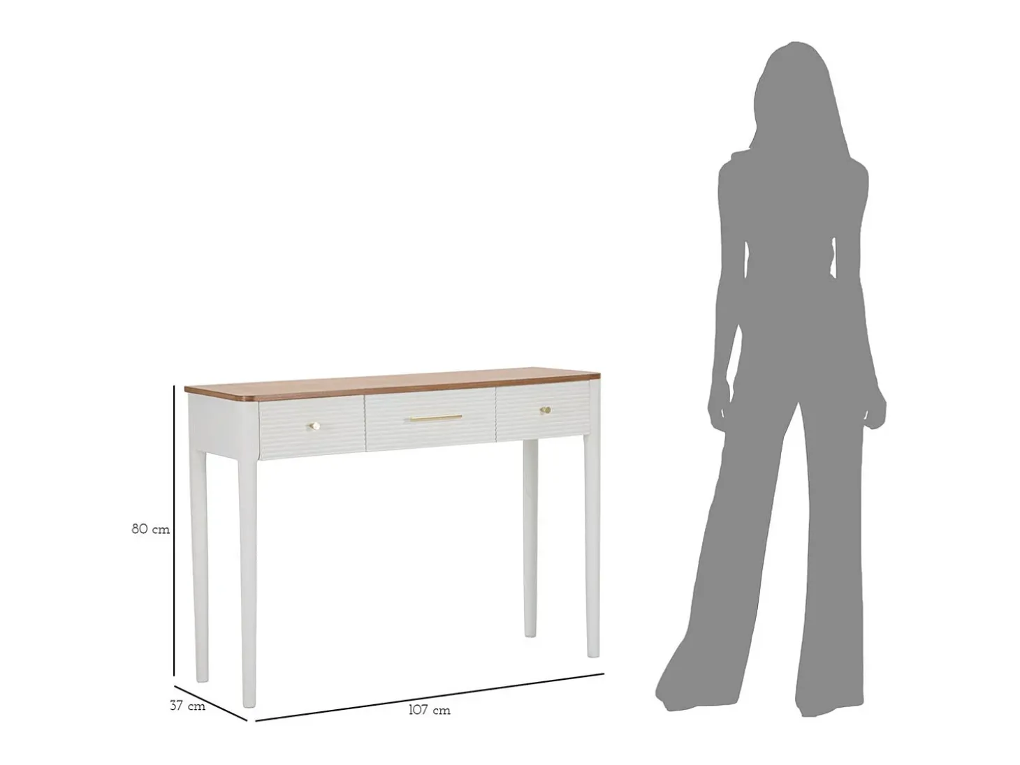Consola VKH606, Branco, 107x37x80 cm, Kendra Home