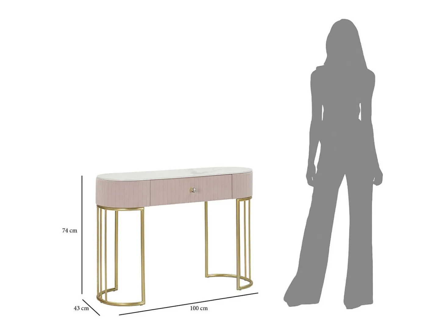 Consola VKH616, Cor-de-rosa, 100x40x75 cm, Kendra Home