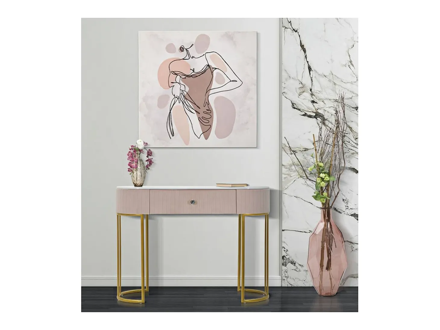 Consola VKH616, Cor-de-rosa, 100x40x75 cm, Kendra Home