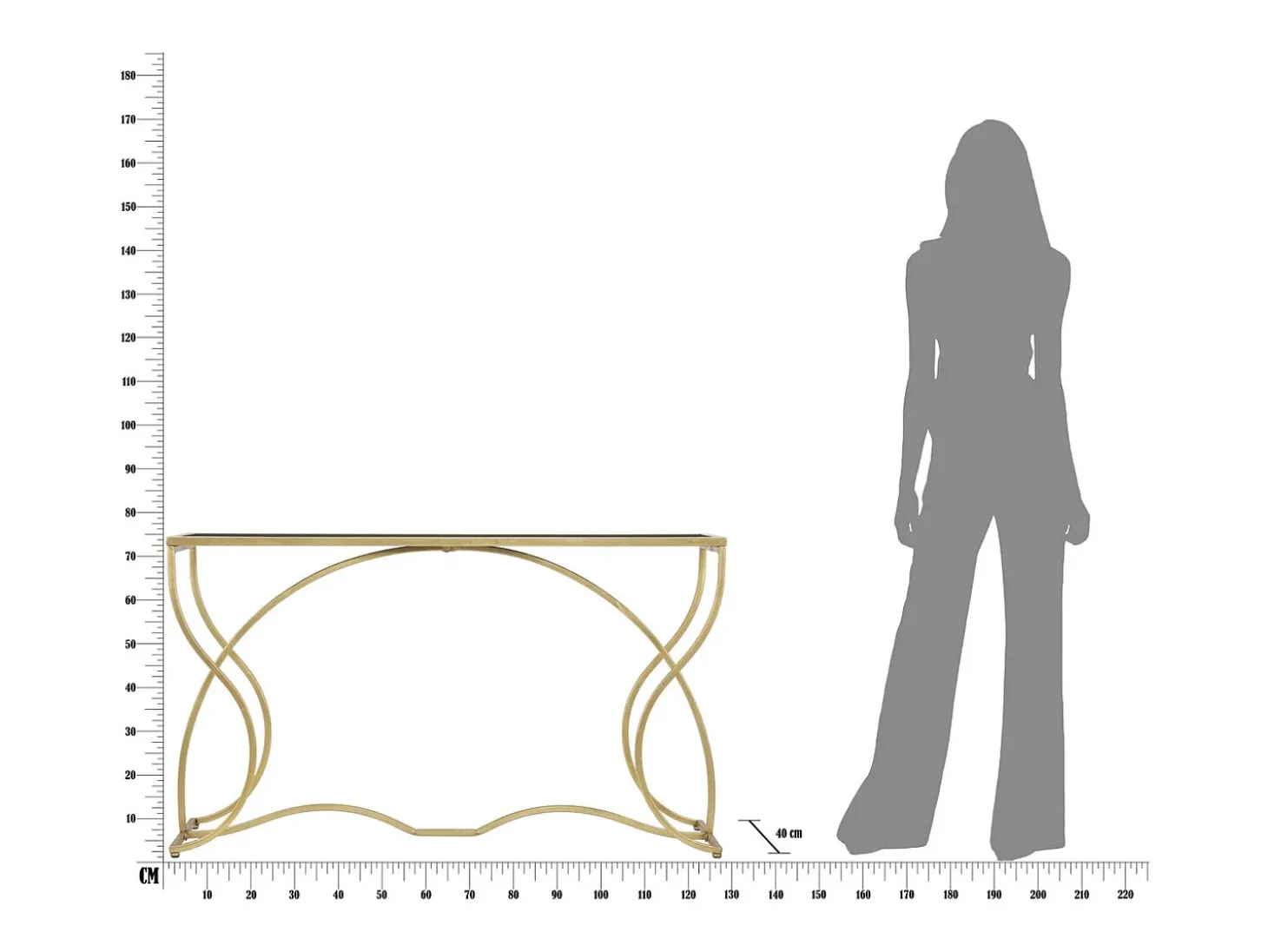 Consola VKH626, Ouro, 130x40x75 cm, Kendra Home
