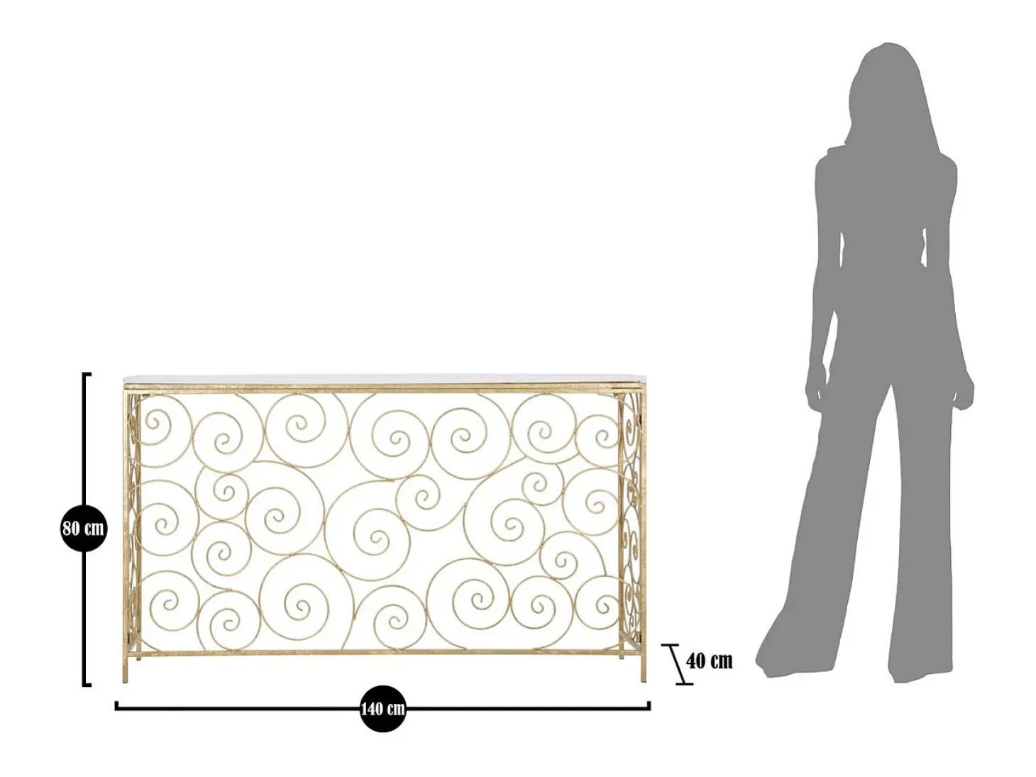 Consola VKH617, Ouro, 140x36x82 cm, Kendra Home