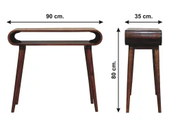Console Amaya estilo nórdico Artisan Furniture, 1 prateleira aberta, castanho escuro