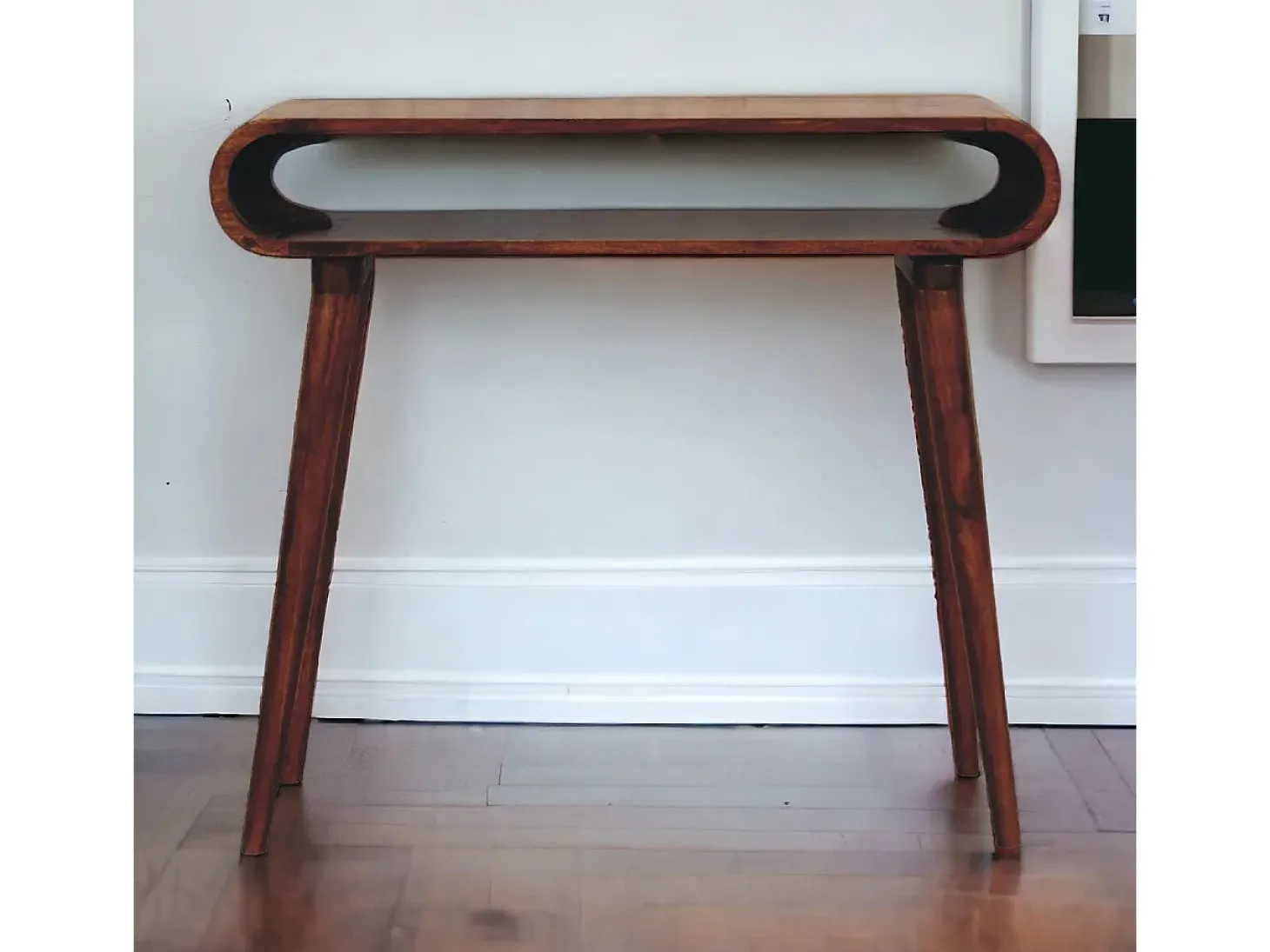 Console Amaya estilo nórdico Artisan Furniture, 1 prateleira aberta, castanho escuro