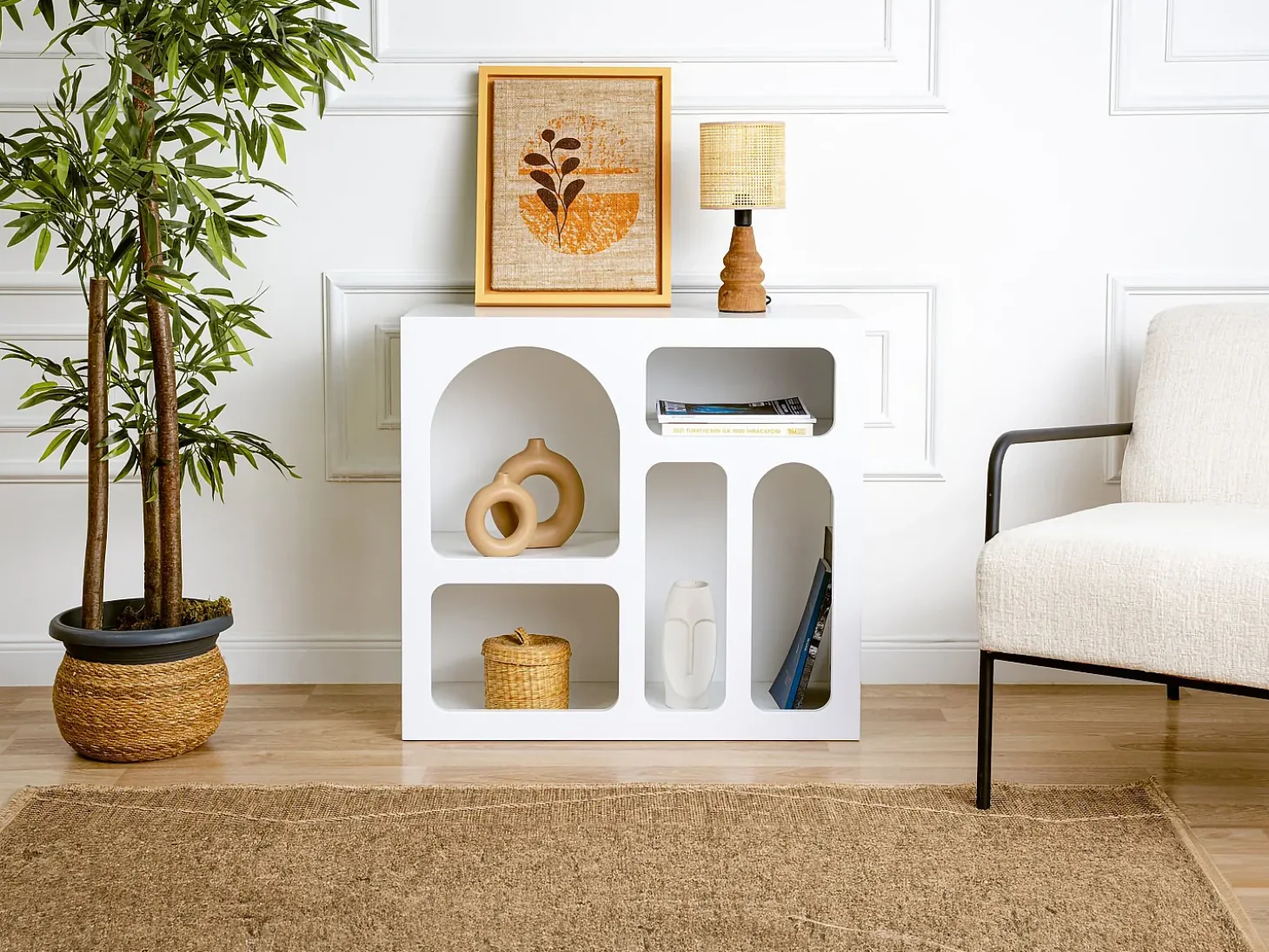 Console de design com 5 nichos - Branco - LUELA