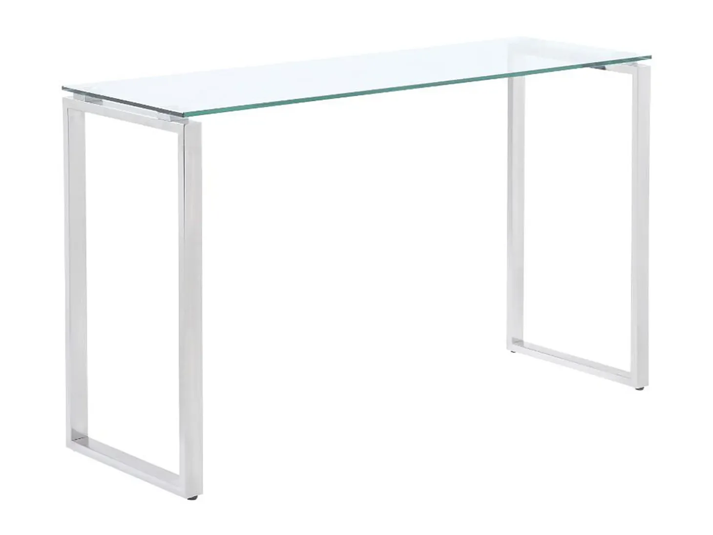 Console de design FREYA em vidro temperado e metal cromado.