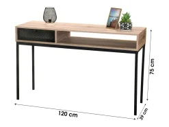 Console de entrada estilo clássico com uma gaveta e um nicho, cor carvalho envelhecido - dimensões 120x39x75cm