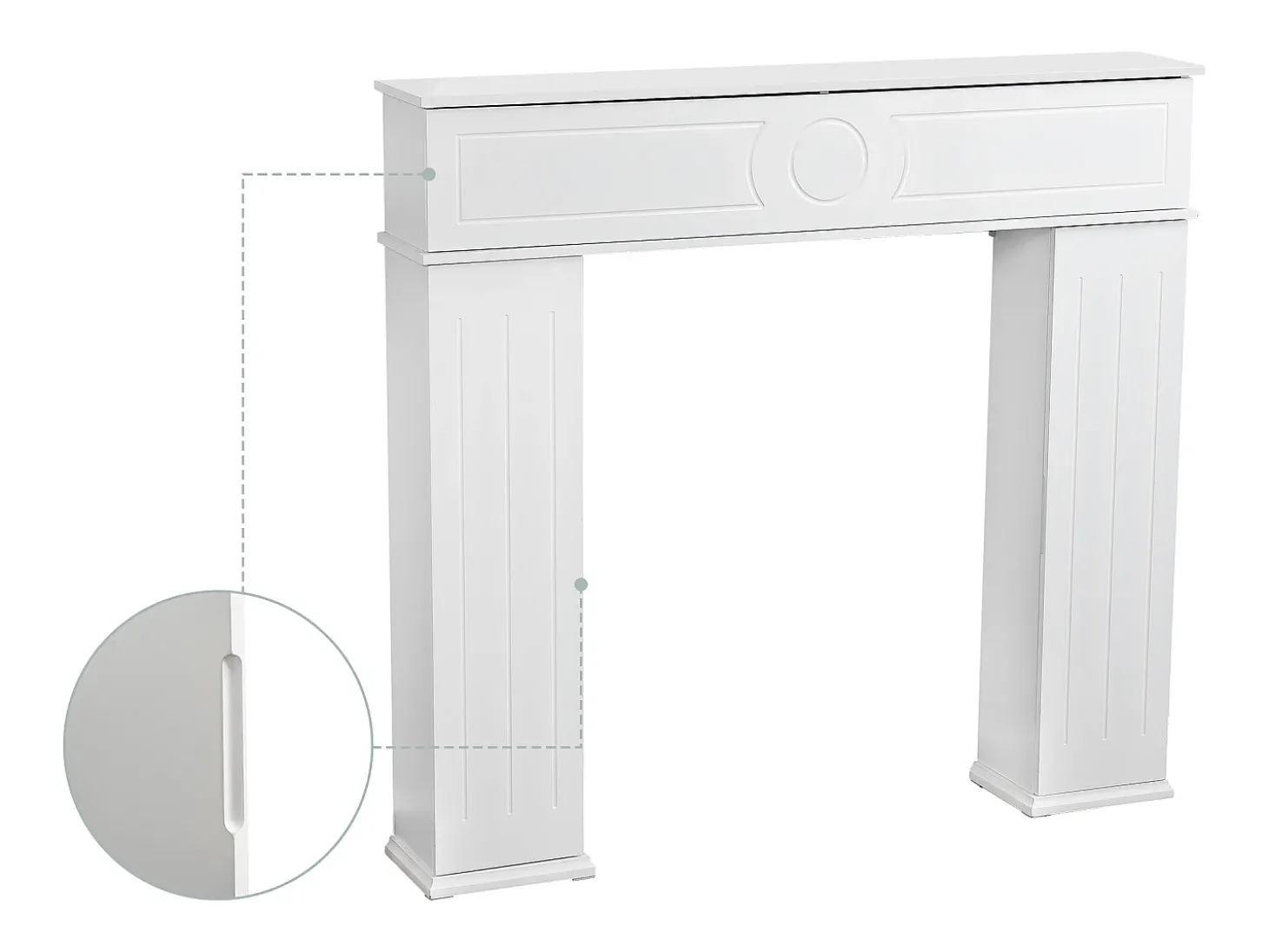 Console de lareira 107 x 18 x 100 cm, Armário de armazenamento decorativo com espaço para guardar objetos