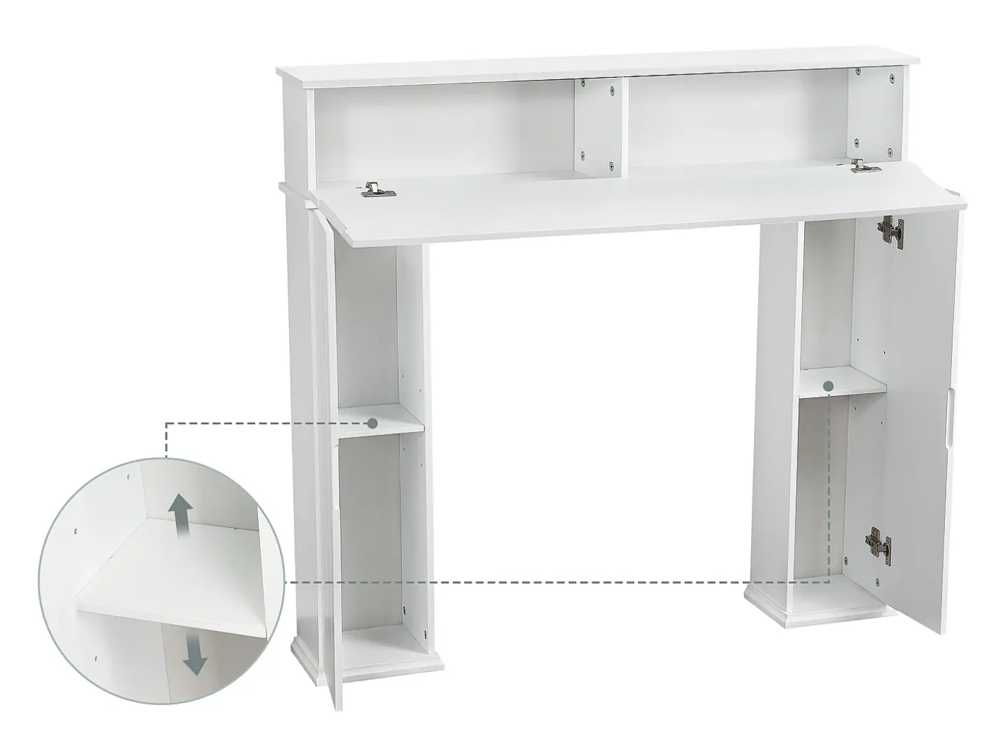 Console de lareira 107 x 18 x 100 cm, Armário de armazenamento decorativo com espaço para guardar objetos