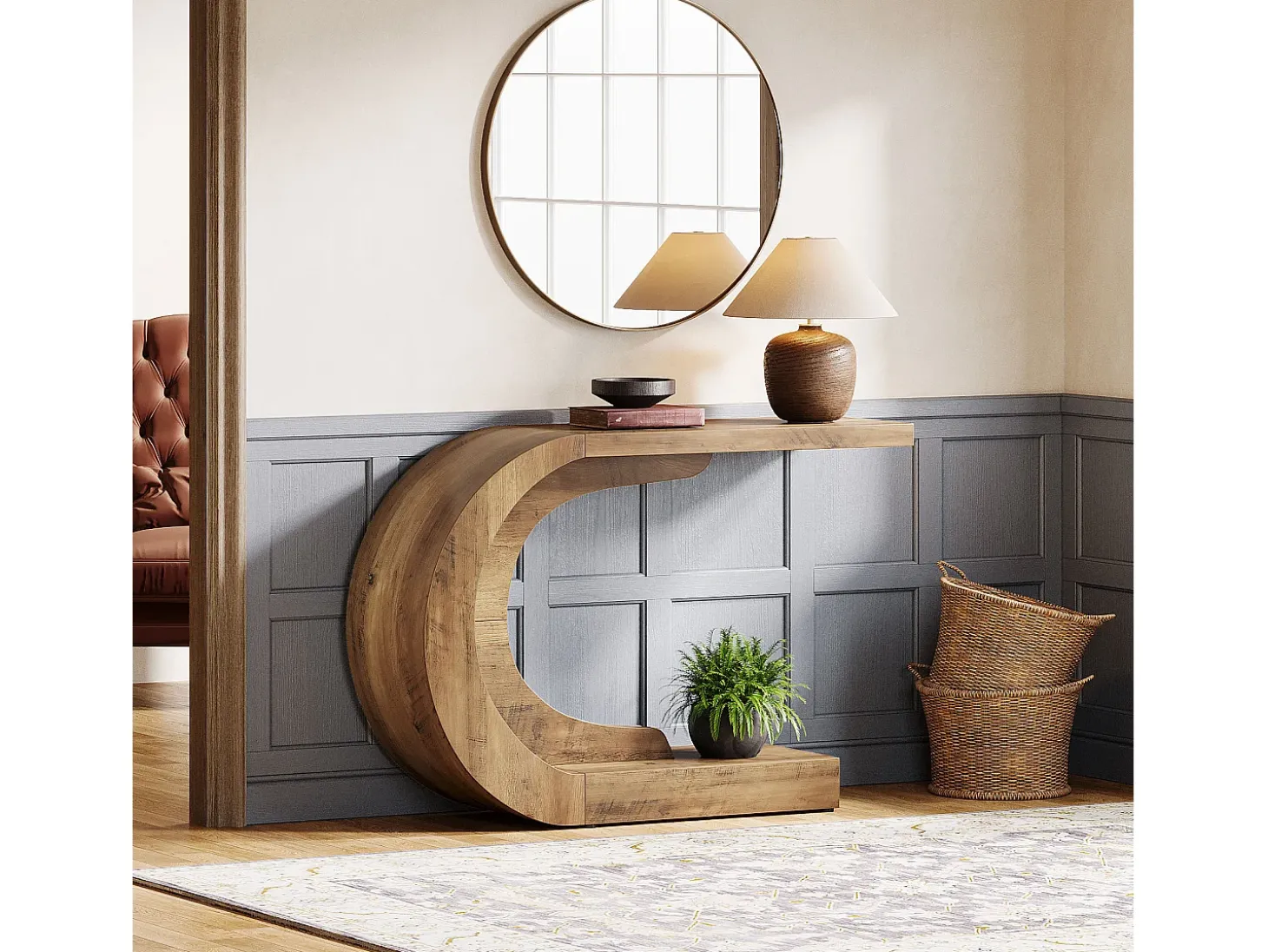 Console de Mesa, Mesa de Apoio Vintage, 110 x 35 x 75 cm, Móvel de Console para Entrada