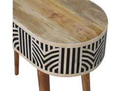 Console Edessa Artisan Furniture com incrustação em osso, 1 gaveta, castanho claro
