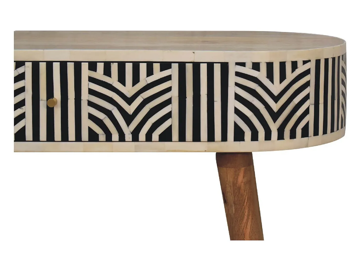 Console Edessa Artisan Furniture com incrustação em osso, 1 gaveta, castanho claro