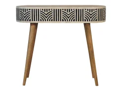 Console Edessa Artisan Furniture com incrustação em osso, 1 gaveta, castanho claro