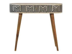 Console Edessa Artisan Furniture com incrustação em osso, 1 gaveta, castanho claro