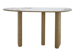 Console em cerâmica e MDF - Natural e efeito mármore branco - MODREYO