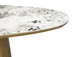 Console em cerâmica e MDF - Natural e efeito mármore branco - MODREYO